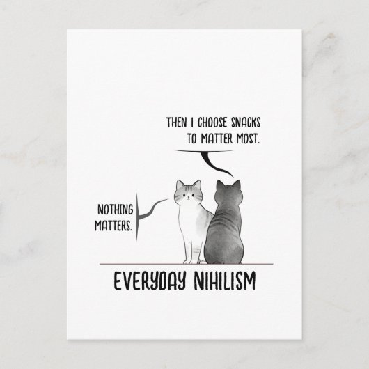 Dark Humor Cat Everyday Nihilism Quote Introvert Briefkaart (Voorkant)