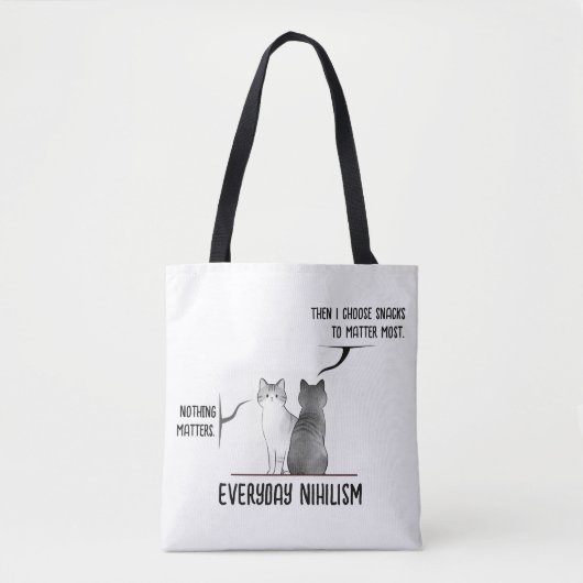 Dark Humor Cat Everyday Nihilism Quote Introvert Tote Bag (Voorkant)