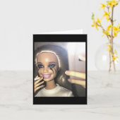 Dark Humor Doll Smoking Selfie Parodie Kaart (Gele Bloem)