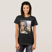 Dark Humor Doll Smoking Selfie Parodie T-shirt (Voorkant volledig)