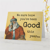 Dark Humor Kerstman met een Pistool Kaart (Gele Bloem)