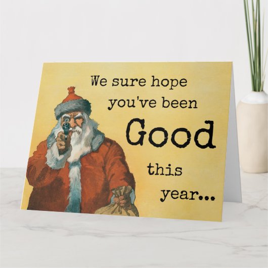 Dark Humor Kerstman met een Pistool Kaart (Voorkant)