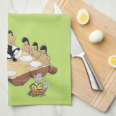 Dark Humor Native Amerikaanse Thanksgiving Cartoon Theedoek (Quarter Fold)