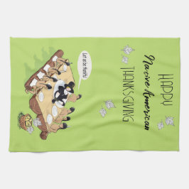 Dark Humor Native Amerikaanse Thanksgiving Cartoon Theedoek