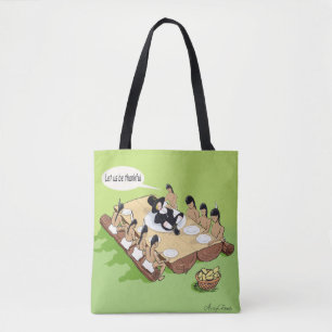 Dark Humor Native Amerikaanse Thanksgiving Cartoon Tote Bag