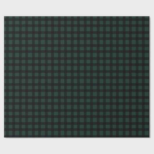 Dark Hunter Green and Black Gingham Plaid Cadeaupapier (Vlak)