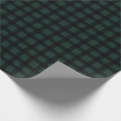 Dark Hunter Green and Black Gingham Plaid Cadeaupapier (Hoek)