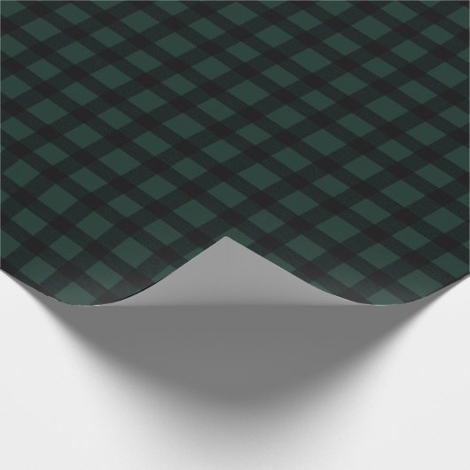 Dark Hunter Green and Black Gingham Plaid Cadeaupapier (Hoek)