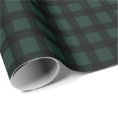 Dark Hunter Green and Black Gingham Plaid Cadeaupapier (Rol Hoek)