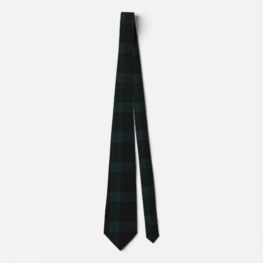 Dark Hunter Green en Deep Charcoal Tartan Plaid Stropdas (Voorkant)