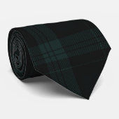 Dark Hunter Green en Deep Charcoal Tartan Plaid Stropdas (Opgerold)