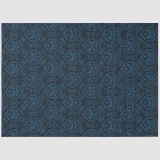 Dark Indigo Blue  Damask Tissuepapier (Voorkant)