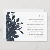 Dark Indigo Floral Wedding Postponement Aankondiging (Voorkant)