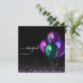 Dark Iridescent Balloons Birthday Party Kaart (Staand voorkant)
