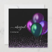 Dark Iridescent Balloons Birthday Party Kaart (Voorkant)