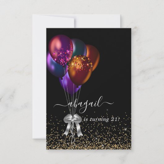 Dark Iridescent Balloons Birthday Party Kaart (Voorkant)