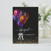Dark Iridescent Balloons Birthday Party Kaart (Staand voorkant)