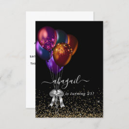 Dark Iridescent Balloons Birthday Party Kaart