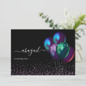 Dark Iridescent Balloons Birthday Party Kaart (Staand voorkant)