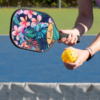 Dark Island Flowers Personalized Pickleball Paddle