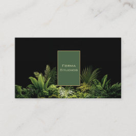 Dark Jungle Tropical Foliage Minimalist Black Visitekaartje