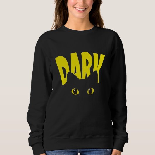 DARK Kat Ogen Goth Sweatshirt | Zwarte Kat Druipen (Voorkant)