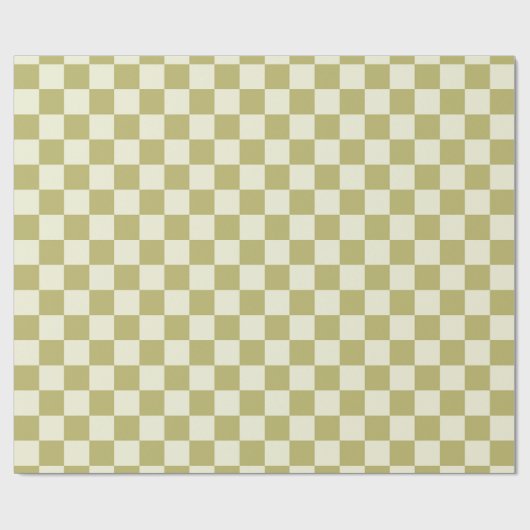 Dark Khaki en Beige Checkerboard Cadeaupapier (Vlak)
