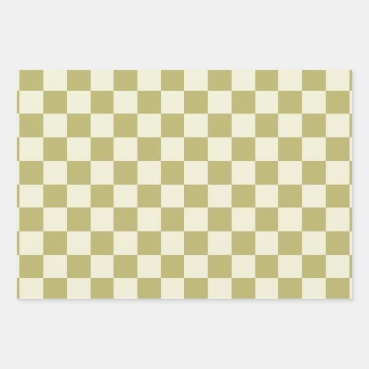 Dark Khaki en Beige Checkerboard Inpakpapier Vel (Voorkant)