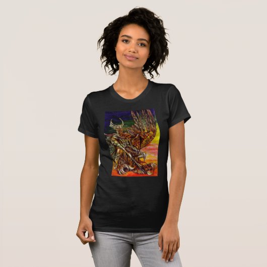 DARK KNIGHT EN DRAGON Fantasy T-shirt (Voorkant volledig)