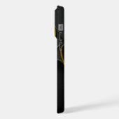 Dark Knight Gold Bat Symbol on Black Leather Text iPhone Hoesje (Linkerkant)