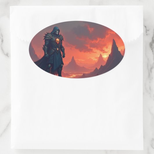Dark Knight of Flame Ovale Sticker (Tas)