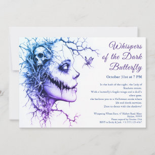 Dark Lady Halloween Uitnodiging - Vlinder & Schede