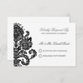 Dark Lavender Elegant Damask Wedding Gepersonalise RSVP Kaartje (Voorkant / Achterkant)