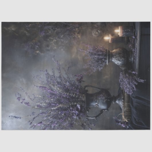 Dark Lavender Floral Bouquet for Decoupage Tissuepapier (Voorkant)