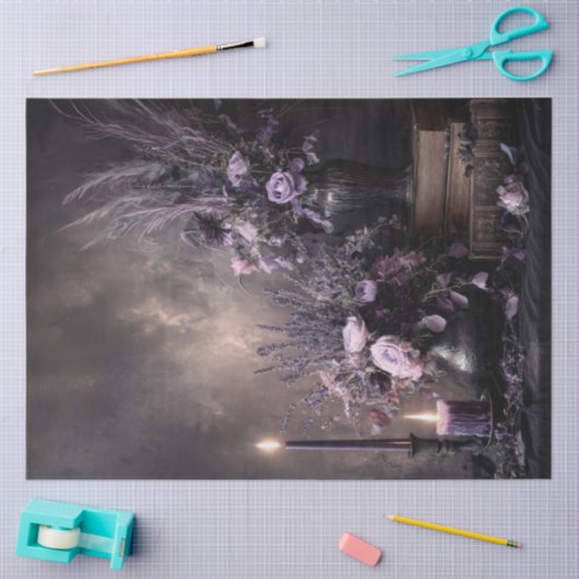 Dark Lavender Floral Bouquet for Decoupage Tissuepapier (Craft)