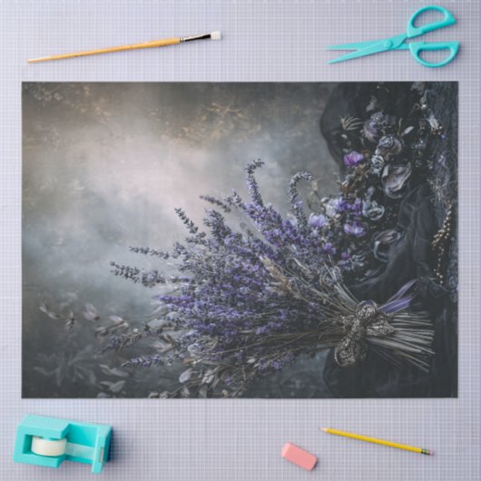 Dark Lavender Floral Bouquet for Decoupage  Tissuepapier (Craft)