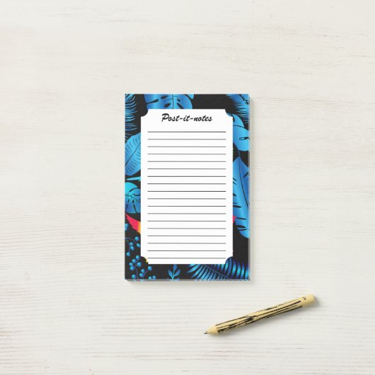 Dark Leafy Summer Tropical Hummingbird Post-it® Notes (Op bureau)