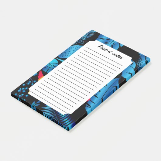 Dark Leafy Summer Tropical Hummingbird Post-it® Notes (Schuin)