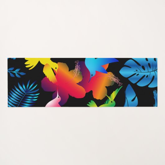 Dark Leafy Summer Tropical Hummingbird Yogamat (Achterkant (horizontaal))