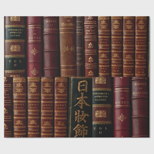 Dark Leather Book Spines Book Lovers Cadeaupapier (Vlak)