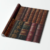 Dark Leather Book Spines Book Lovers Cadeaupapier (Uitgerold)