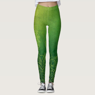 Dark Lemon Limoen Lotus Flowers Yoga Leggings