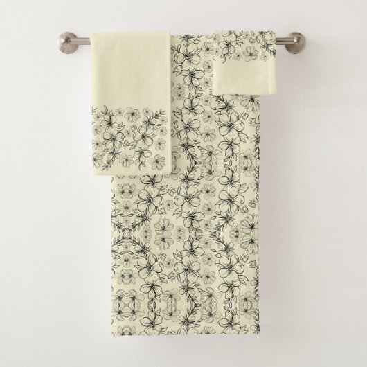 DARK LIGHT YELLOW FLOWERS BAD HANDDOEK (Insitu)