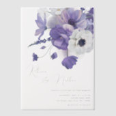 Dark Lilac & Lavender Floral Wedding Vellum Uitnodigingen (Voorkant)