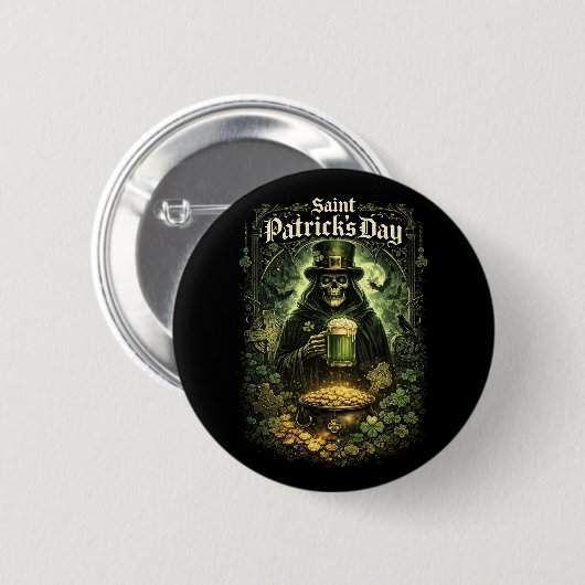 Dark Luck of Saint Patrick Ronde Button 5,7 Cm (Voorkant /achterkant)