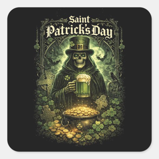 Dark Luck of Saint Patrick Vierkante Sticker (Voorkant)