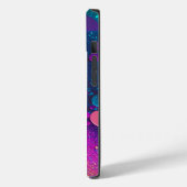 Dark Magenta Aqua Glitter iPhone Mate Stoer Hoesje (Achterkant / Links)