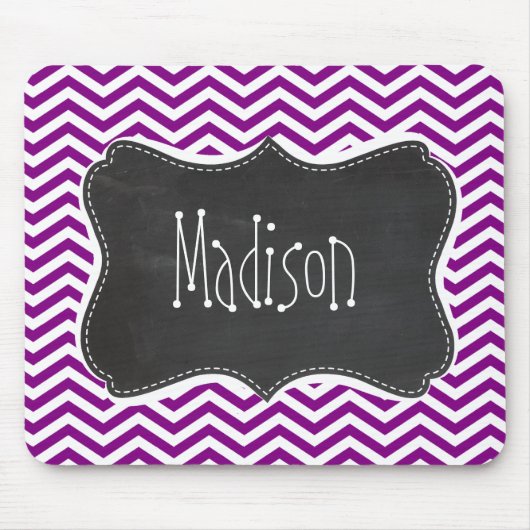 Dark Magenta Chevron; Retro schoolbord Muismat (Voorkant)