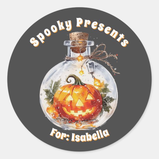 Dark Magic Glowing Jack O Lantern Pumpkin Custom Ronde Sticker (Voorkant)