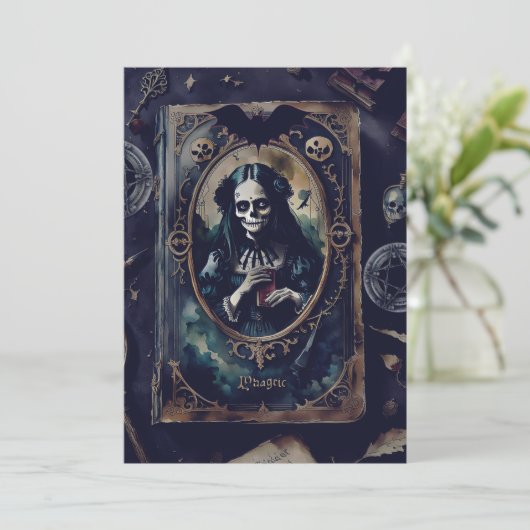 Dark Magic Halloween Party Kaart (Staand voorkant)